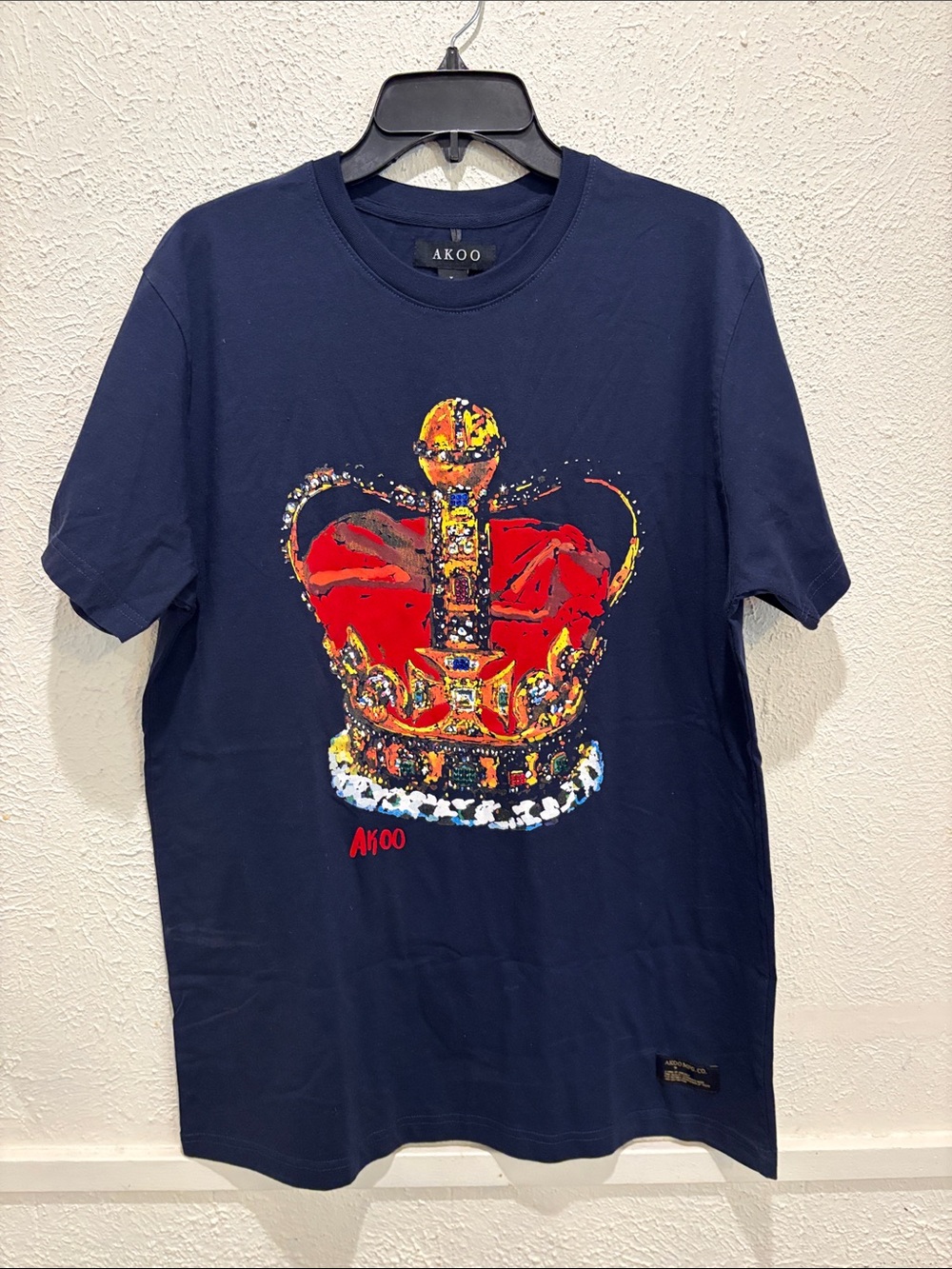 AKOO Navy Tee with Red & Gold Crown Graphic